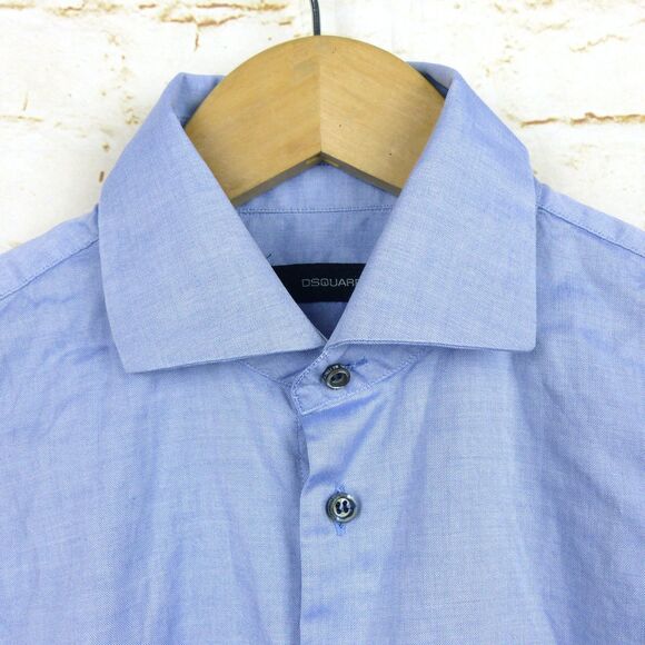 Dsquared2 Shirt Mens Size 48 Blue Chic Dean Embroidered LS Casual Button Italy - Picture 5 of 16